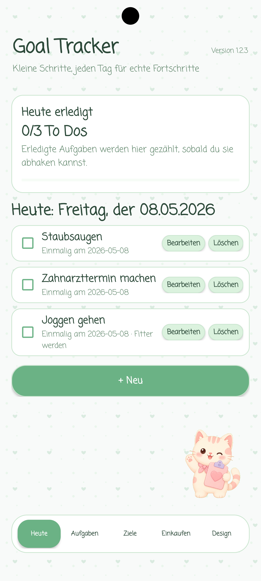 Goal Tracker Interface Screenshot 1