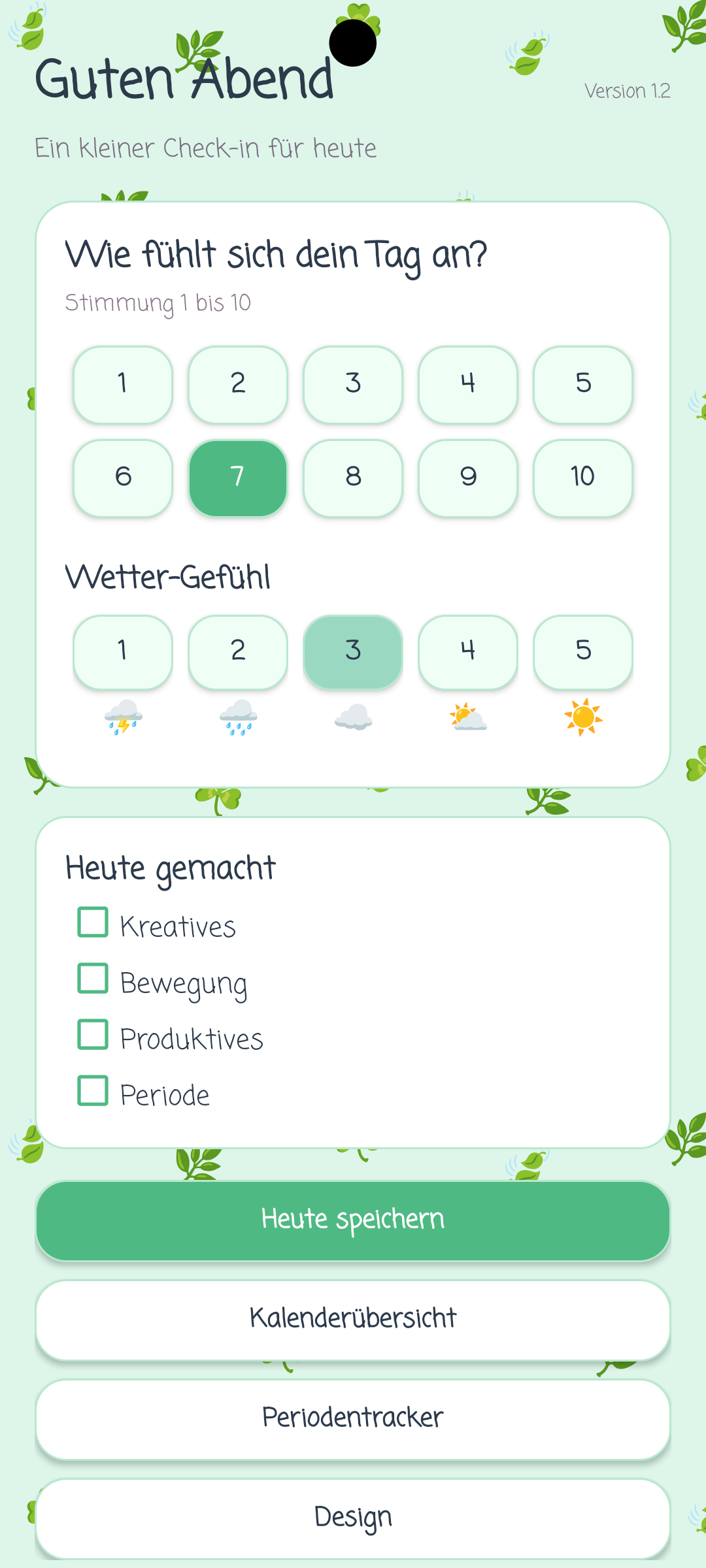 Mood Tracker Interface Screenshot 1