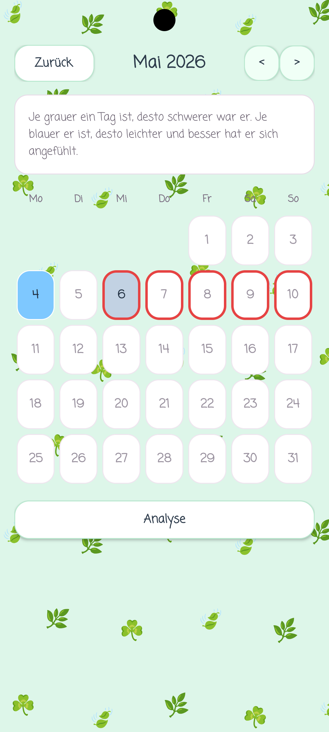 Mood Tracker Interface Screenshot 2