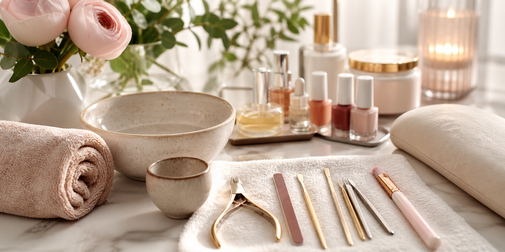 Eleganter Maniküre Tisch mit Nagelpflege