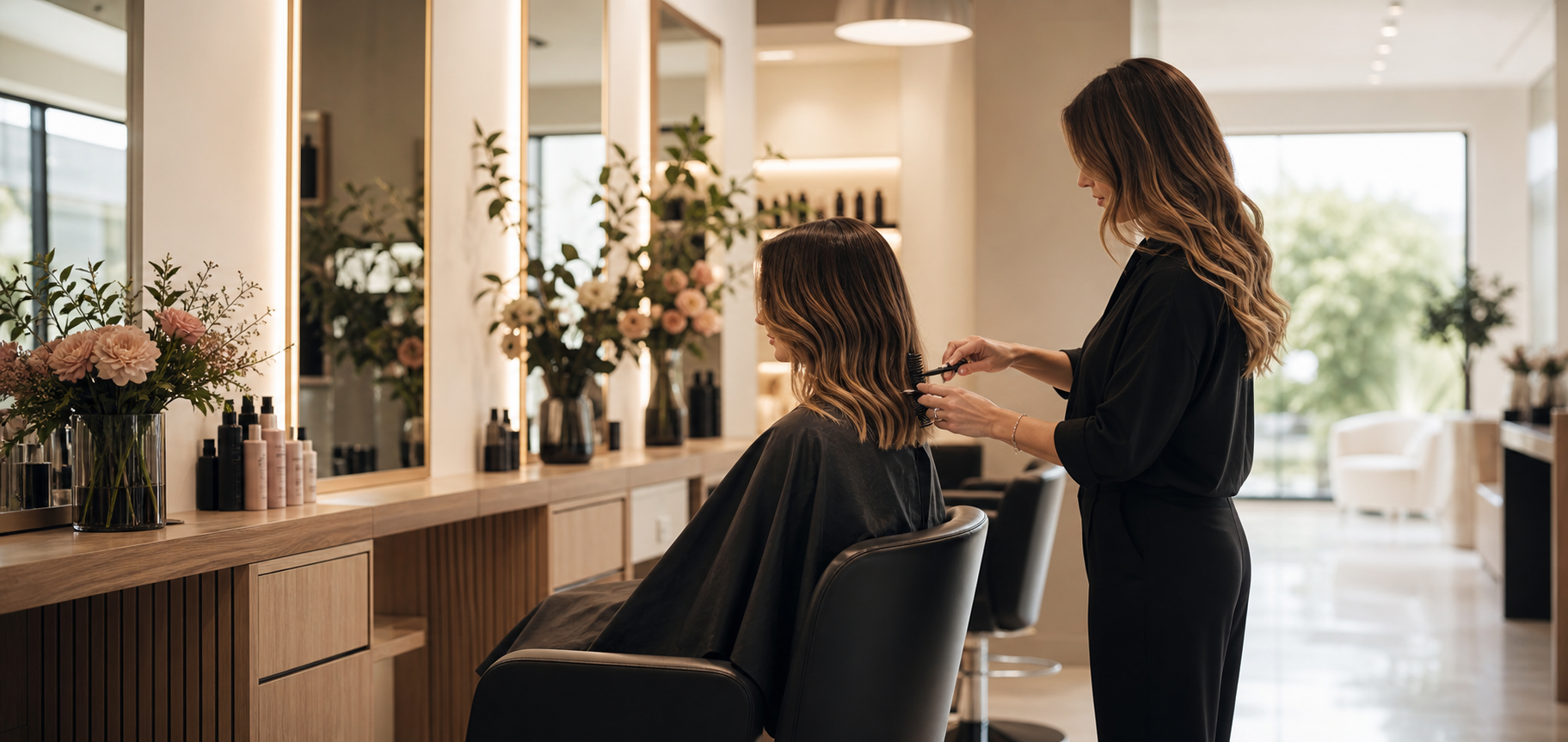 Styling-Szene in modernem Friseursalon