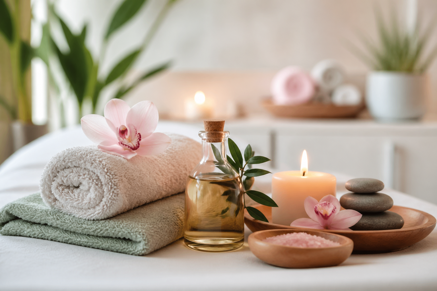 Moodbild einer ruhigen Wellness- und Spa-Umgebung